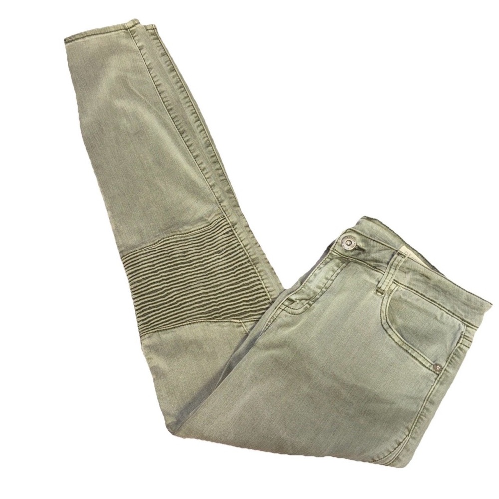 Pistola Military Green Stretch Skinny Jeans Size 30x27 Ruffle‎ Preppy Boho Flaw